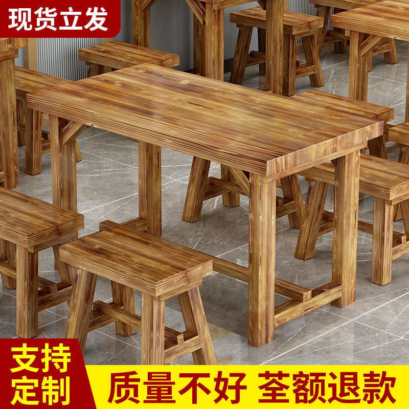 Bàn ghế ăn nhanh bằng gỗ nguyên khối có ga, cao cấp, tiện lợi cho nhà hàng BN BN-487