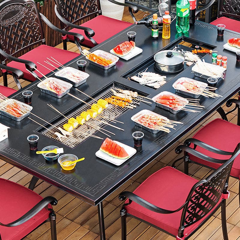 Bàn ghế tiệc nướng ngoài trời sân vườn sân thượng ngoài trời bền đẹp, thân th BGSV_1375