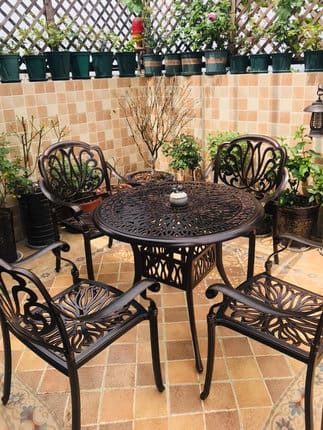 Bàn ghế nhôm đúc ngoài trời biệt thự ngũ thất ngoài trời bền đẹp, thân thiện  BGSV_1163