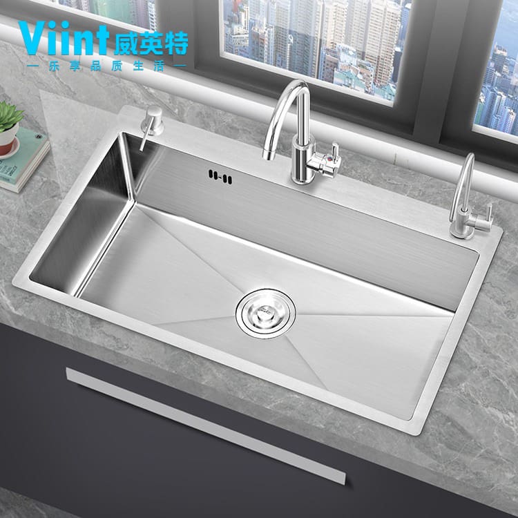 Bồn rửa chén inox 304 lớn đơn bể dày handmade cao cấp, tiện lợi cho nhà hàng  CR-10