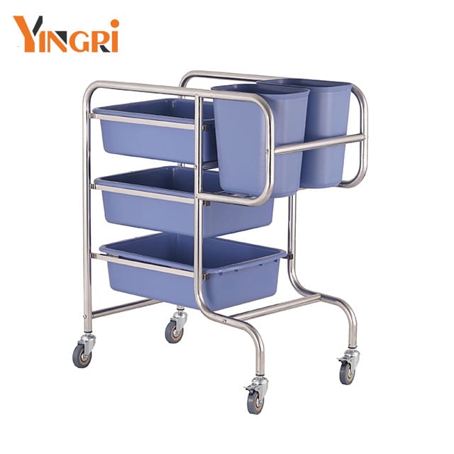 Xe thu gom inox 3 tầng, xe chở đồ ăn, chất lượng cho khách sạn DKS-679