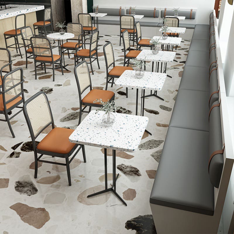 Bàn ghế Quán trà sữa, quán chè, ghế nhà hàng, ghế sắt giả - BGCF-976