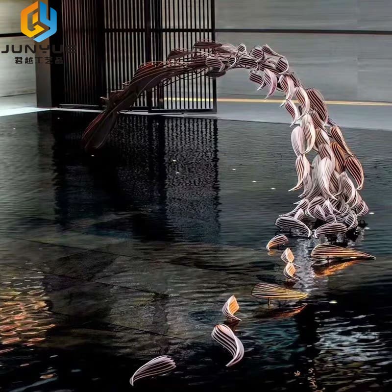 Đồ trang trí cá mô phỏng bằng thép không gỉ, ngoài trời bền đẹp, thân thiện m nan