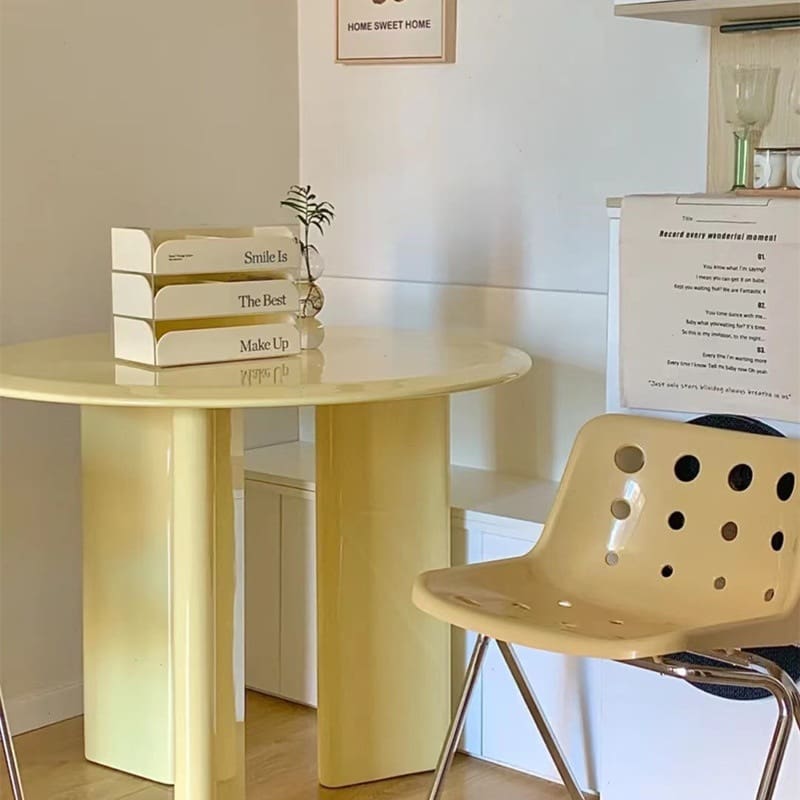Bàn ăn và ghế tròn theo phong cách wabi-sabi Bắc Âu phòng - BGCF-488