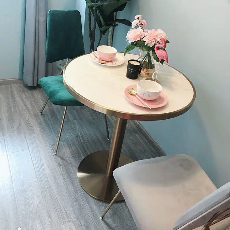 Bàn ghế Bắc Âu Bàn tròn nhỏ Bàn đàm phán sắt rèn đá cẩm - BGCF-1144