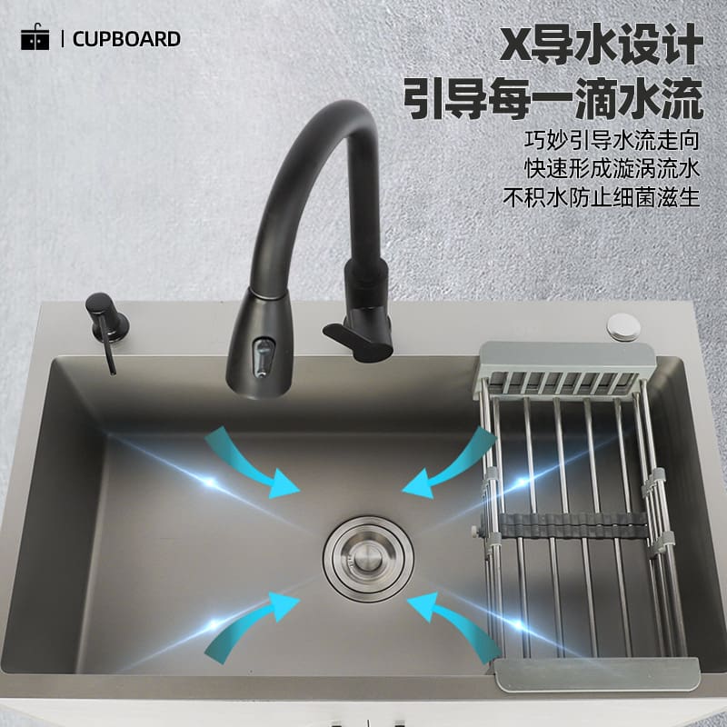 M bồn rửa nhà bếp tích hợp tủ lớn đơn cao cấp, tiện lợi cho nhà hàng CR-44