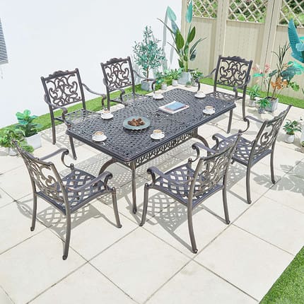 Bàn ghế sân vườn nhập khẩu, chất liệu nhôm đúc ngoài trời bền đẹp, thân thiện BGSV_1320