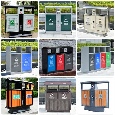 Thùng rác ngoài trời thép gỗ ngoài trời hộp thép ngoài trời bền đẹp, thân thi TGNT_266