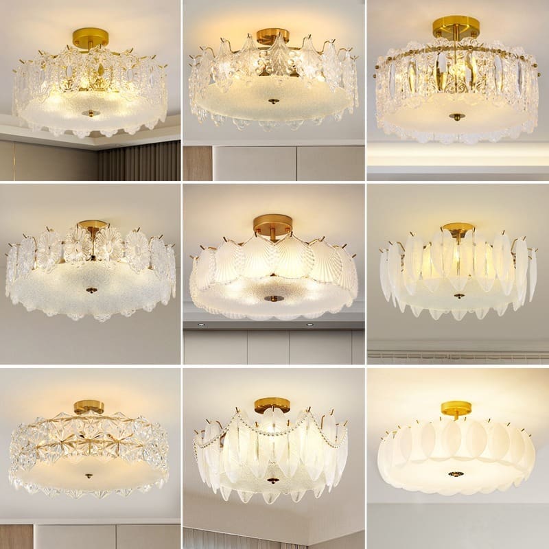 Đèn trần pha lê Pháp hiện đại ánh sáng đơn giản ngọc trai - DTN-631