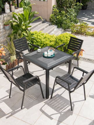 Bàn ghế ngoài trời zili sân trong gỗ nhựa chống ngoài trời bền đẹp, thân thiệ BGSV_1116