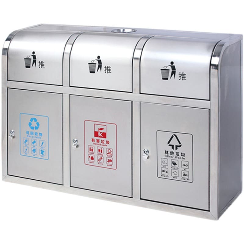 I9at304 thép không gỉ ba hoặc bốn thùng rác phân ngoài trời bền đẹp, thân thi TGNT_1441