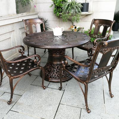 Bàn ghế nhôm đúc ngoài trời biệt thự phong cách ngoài trời bền đẹp, thân thiệ BGSV_1166