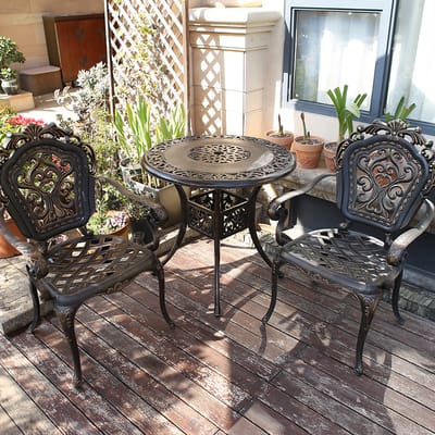 Bàn ghế nhôm đúc ngoài trời biệt thự phong cách ngoài trời bền đẹp, thân thiệ BGSV_1165