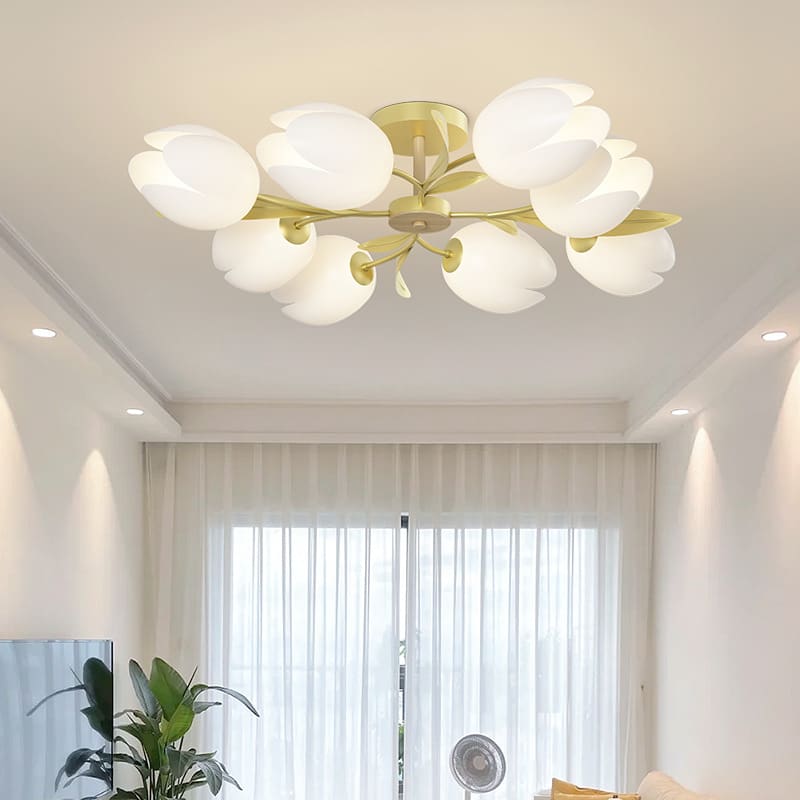 Hoa Huệ Thung Lũng Phòng Khách Đèn LED Ốp Trần Kem Phong Cách Ins Ấm Áp - DC-856
