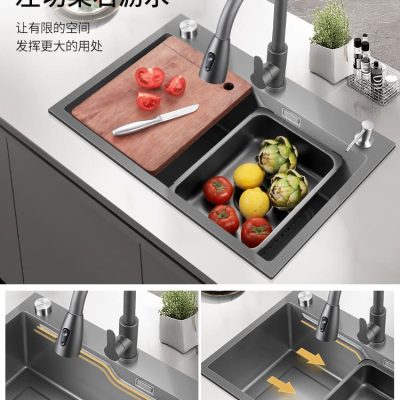 9zrt bồn rửa nhà bếp màu xám bồn rửa bồn cao cấp, tiện lợi cho nhà hàng CR-441