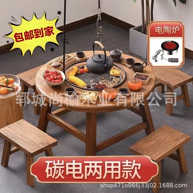 Gỗ cây du già quanh bếp bàn trà bàn tiệc cao cấp, tiện lợi cho nhà hàng BN-383