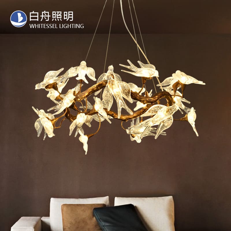 Feiyan hoàn toàn bằng đồng sáng tạo phòng khách đèn chùm pha lê nhà hà - DC-1098