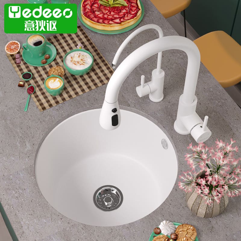 X1aw đá thạch anh bếp tròn bồn rửa nhà bếp cao cấp, tiện lợi cho nhà hàng CR-86