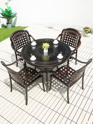 Bàn ghế ngoài trời shanglun nhôm đúc sân vườn ngoài ngoài trời bền đẹp, thân  BGSV_1109