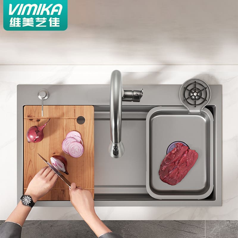 Súng nano xám bồn rửa lớn đơn khe cắm nhà cao cấp, tiện lợi cho nhà hàng CR-64