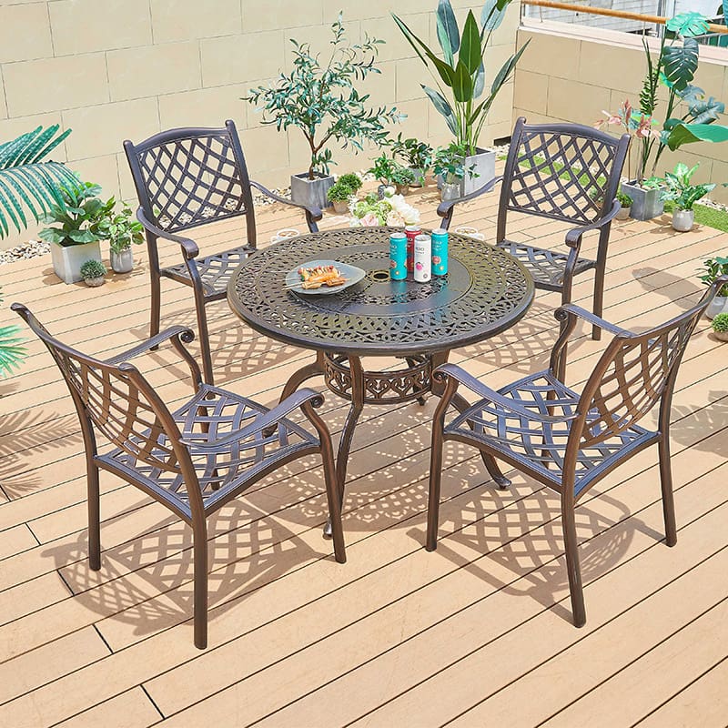 Bàn ghế sân ngoài trời hợp kim nhôm đúc bàn ngoài trời bền đẹp, thân thiện mô BGSV_1285