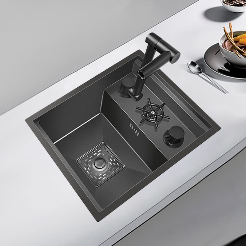 Bồn rửa quầy bar nhà bếp vô hình nano đen cao cấp, tiện lợi cho nhà hàng CR-128