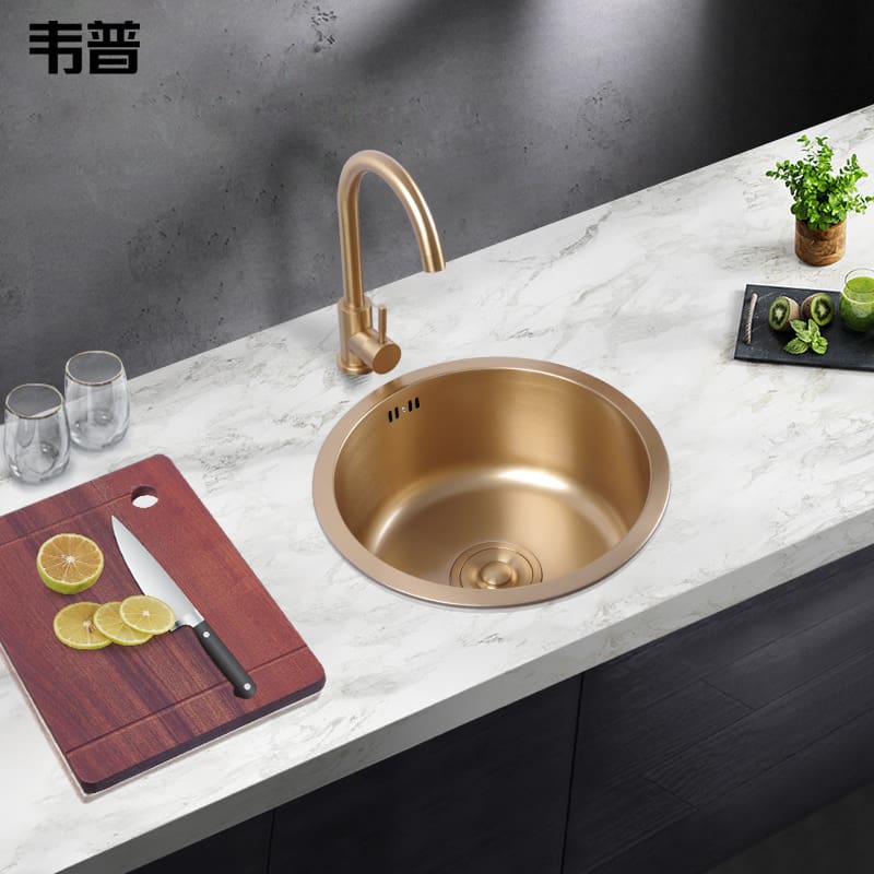 Weipu 304 bồn rửa inox vàng chậu rửa nhà bếp cao cấp, tiện lợi cho nhà hàng C CR-50