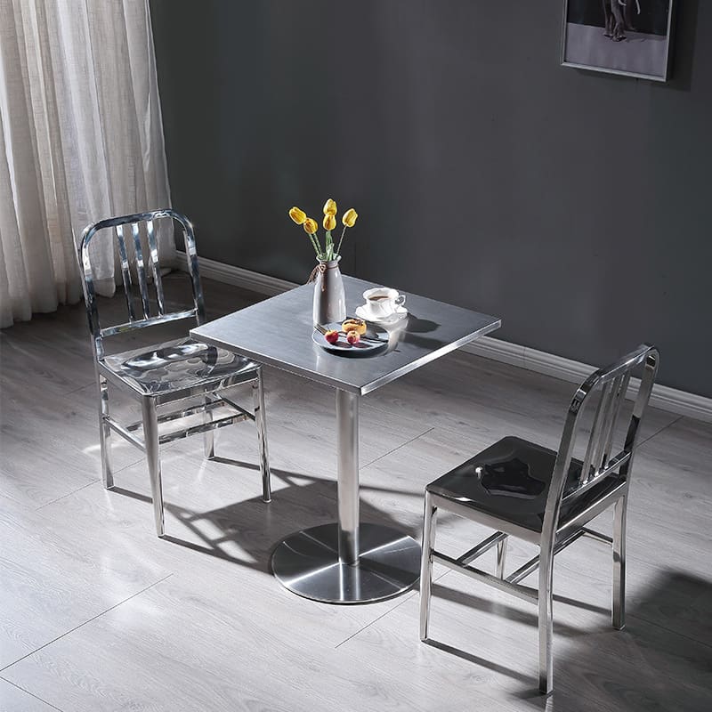 Bàn ăn cafe inox gió công nghiệp đàm phán Bàn ghế ngoài - BGCF-1164