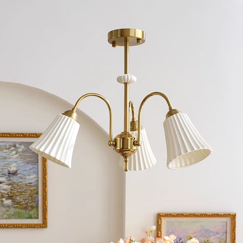 Pháp Kem Đèn Chùm Gốm Retro Quang Phổ Đầy Đủ Phòng Ngủ Phòng Ăn Đèn Mỹ - DC-1081