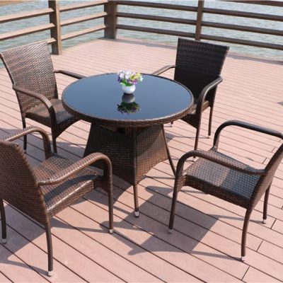 Bộ bàn ghế mây ngoài trời bộ 5 món bàn ngoài trời bền đẹp, thân thiện môi trư BGSV_655