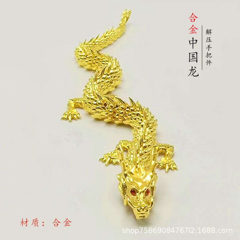 Hợp kim 3d di chuyển rồng vàng đồ trang trí ngoài trời bền đẹp, thân thiện mô nan