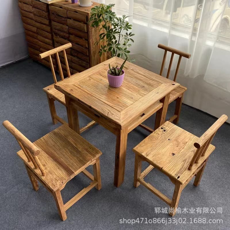 Bàn ghế Old Elm Eight Immortals Bàn ăn Bàn cà phê khuếch - BGCF-483