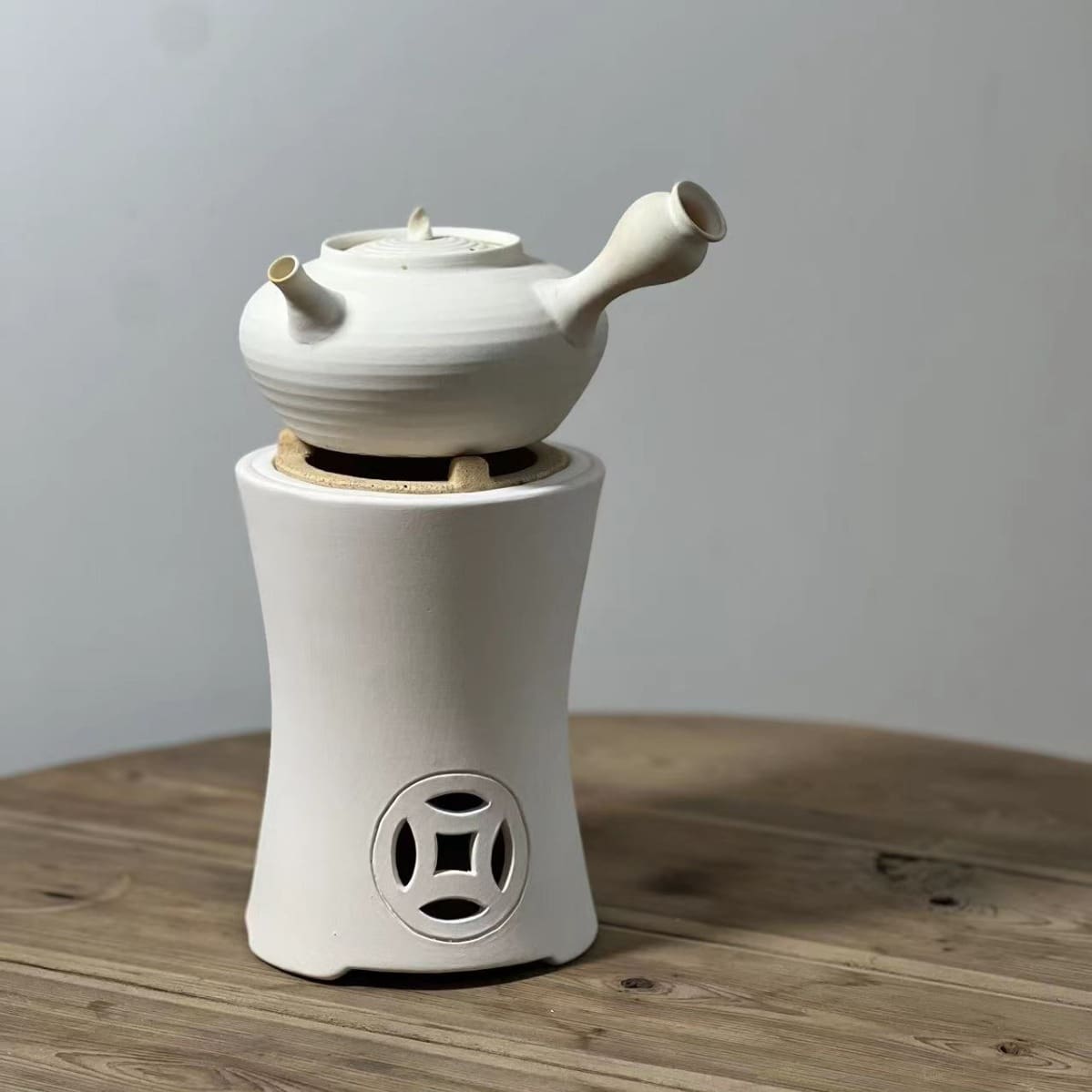 Bếp trà đất sét trắng, bếp gió retro, bếp than cao cấp, tiện lợi cho nhà hàng BN-591