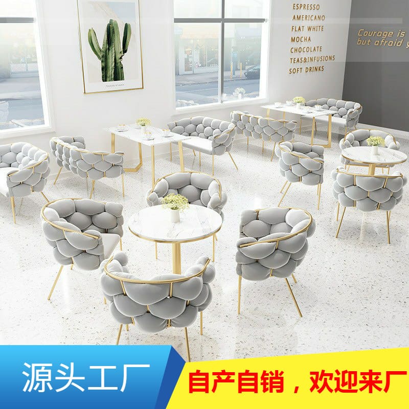 Bàn ghế cửa hàng tráng miệng trà sữa ghế sofa đôi đơn quán - BGCF-1746