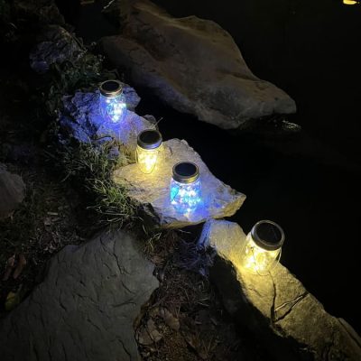 Năng lượng mặt trời Mason Jar treo đèn ngoài trời sân vườn cây treo đ - DNT-1333