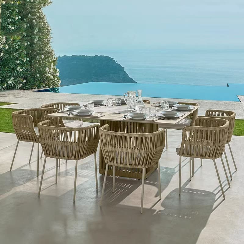 Bàn ghế ngoài trời dệt dây vườn ban công sân ngoài trời bền đẹp, thân thiện m BGSV_949