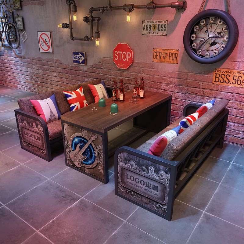 Bàn ghế Phong cách công nghiệp cổ điển ghế sofa cửa hàng - BGCF-1338