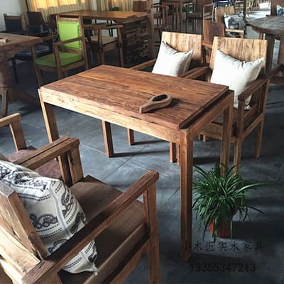 Bàn ghế Người đàn ông Bàn ghế cà phê cũ đồ nội thất cây du - BGCF-151