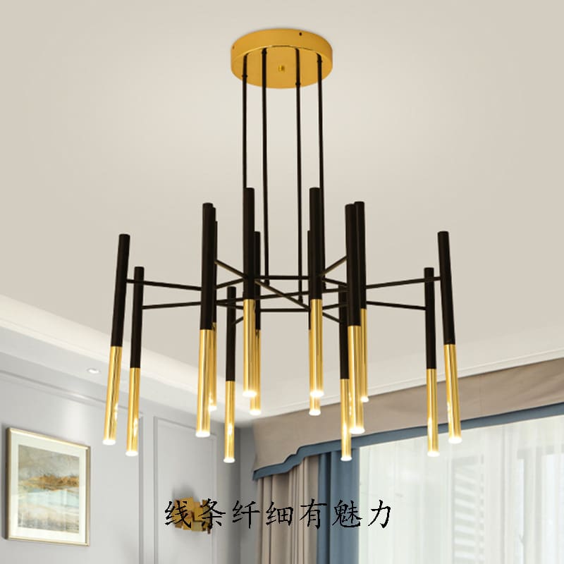 Đèn chùm dòng vàng đen Bắc Âu, đèn chùm phòng khách sang trọng hậu hiện - DC-996
