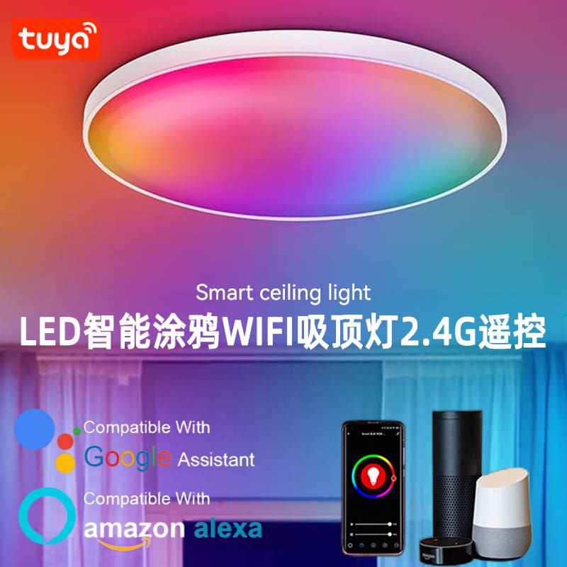 Tuya WiFi Thông Minh Ốp Trần RGBCW Full APP2.4G Điều Khiển - DTN-624