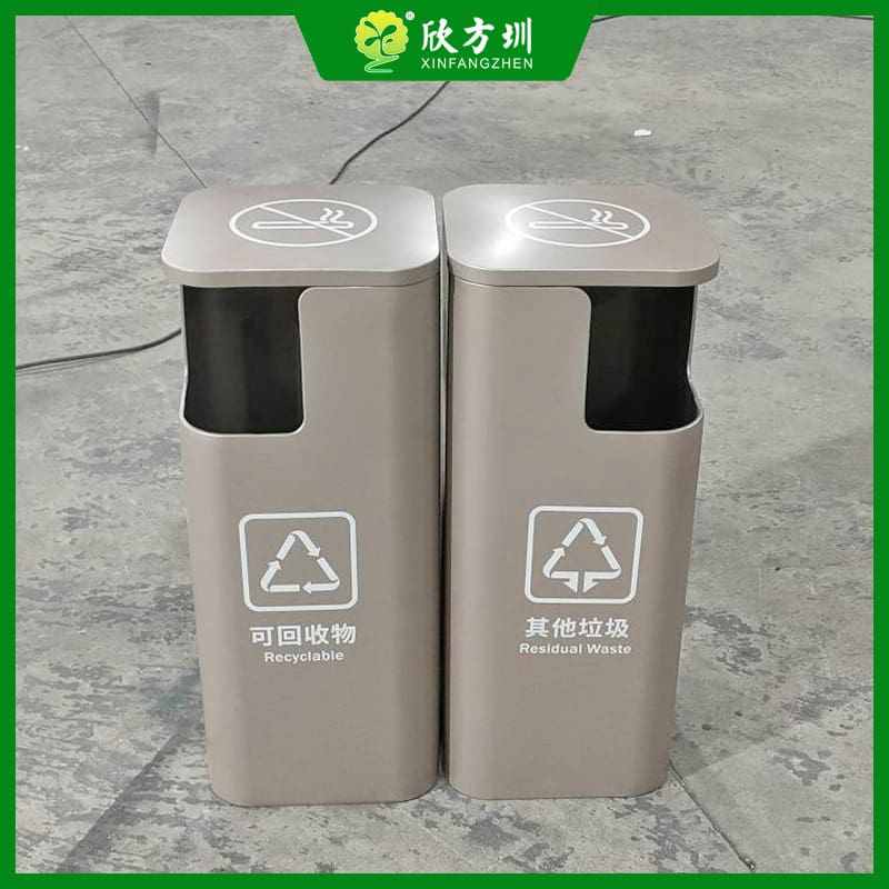 Thùng rác phân loại bằng thép không gỉ phun nhựa ngoài trời bền đẹp, thân thi TGNT_885