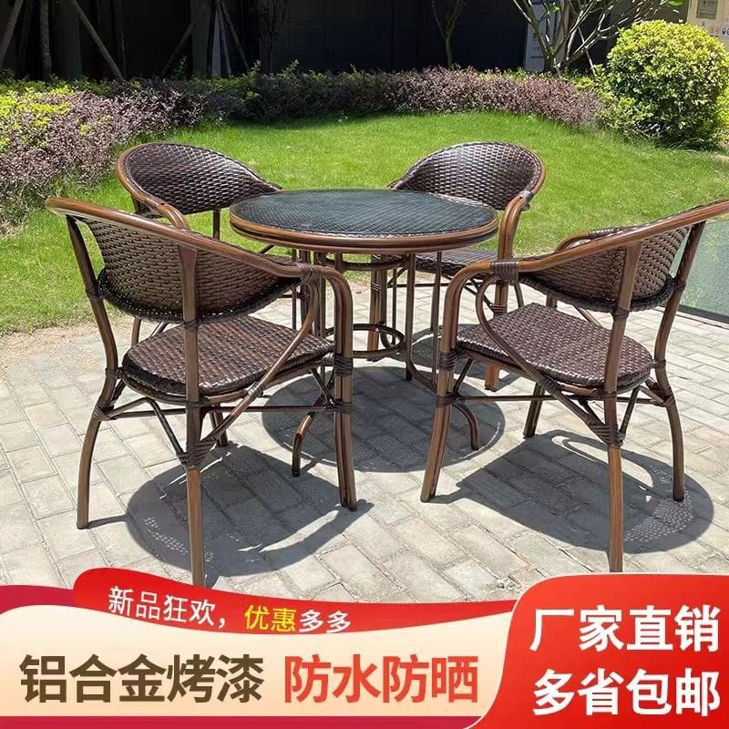 Bàn ghế ghế mây sân ngoài trời bộ ba món ngoài trời bền đẹp, thân thiện môi t BGSV_1538