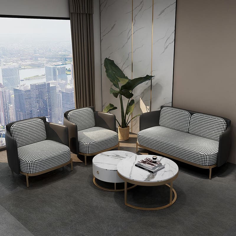 Bàn ghế Ghế sofa văn phòng bằng da kiểu Bắc Âu đơn và đôi - BGCF-1513