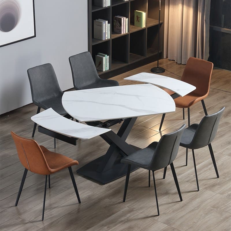 Bàn ghế Italy hiện đại sang trọng xoay đa chức năng tấm đá - BGCF-1167