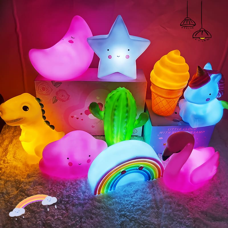 Sáng Tạo Mới Đèn LED Cảm Ứng Sóng Pin Vinyl Hoạt Hình Đèn Ngủ Trang Tr - DDB-952