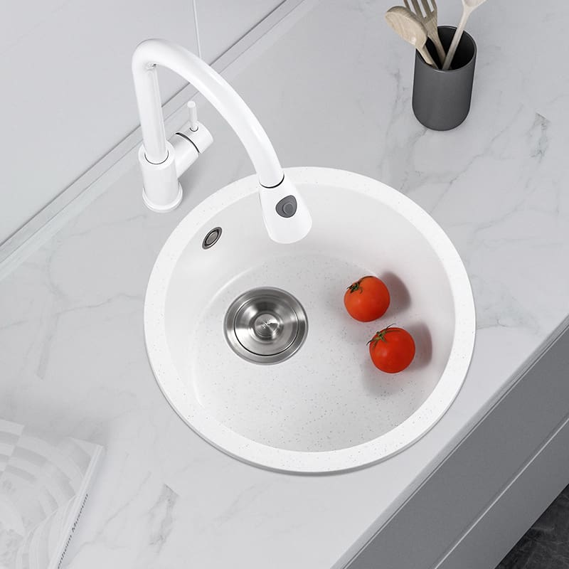 Bồn rửa chén nhỏ bằng đá thạch anh tròn màu cao cấp, tiện lợi cho nhà hàng CR CR-167