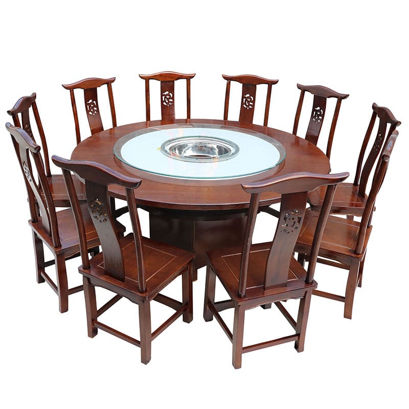Bàn lẩu gỗ nguyên khối, xiên đá hoa cương thương cao cấp, tiện lợi cho nhà hà BN-130