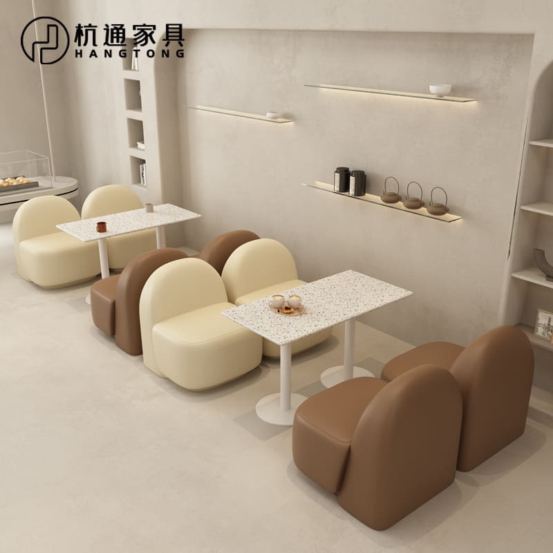 Bàn ghế Quán cà phê quán trà sữa ghế sô pha cửa hàng tráng - BGCF-1643