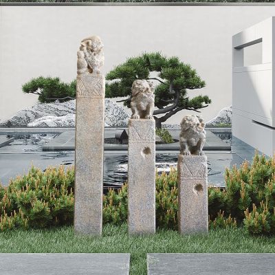 Iyr7 sân trong kiểu trung quốc cổ cột trụ vườn ngoài trời bền đẹp, thân thiện nan