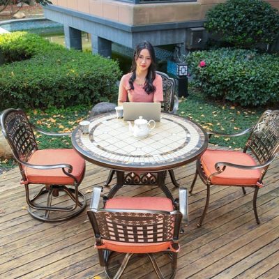 Bàn ghế ngoài trời bàn đá hoa cương phong cách ngoài trời bền đẹp, thân thiện BGSV_925